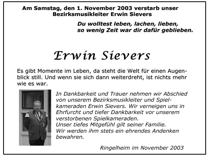 Erwin Sievers - * November 2003