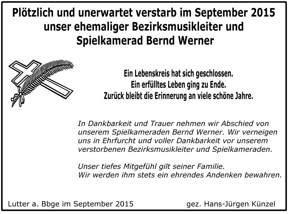 Nachruf Bernd Werner September 2015